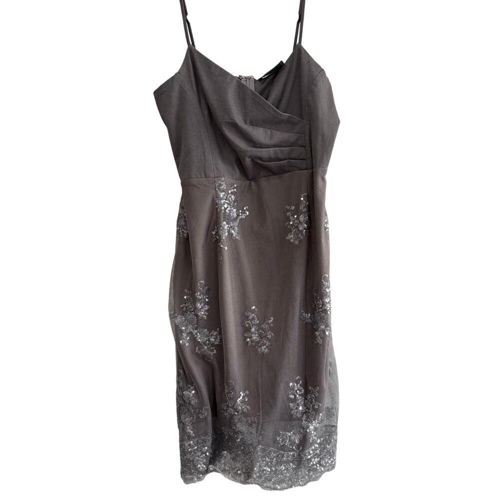 AX Paris Sequin Mesh Beaded Mini Dress Cami Cocktail Events Metallic NWT Size 12